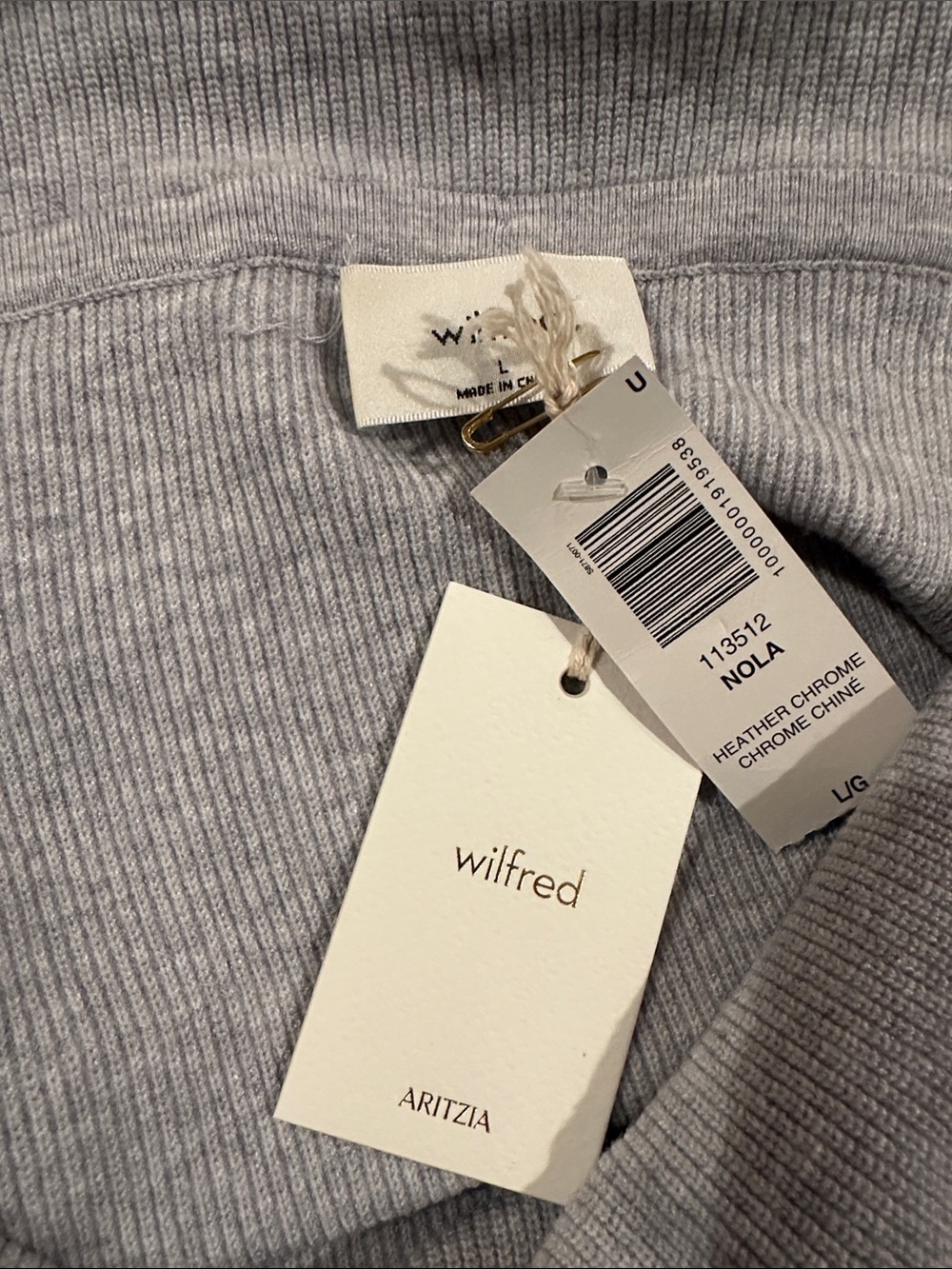 NWT Wilfred Nola Sweater in Heather Chrome ! Size L - Picture 9 of 10